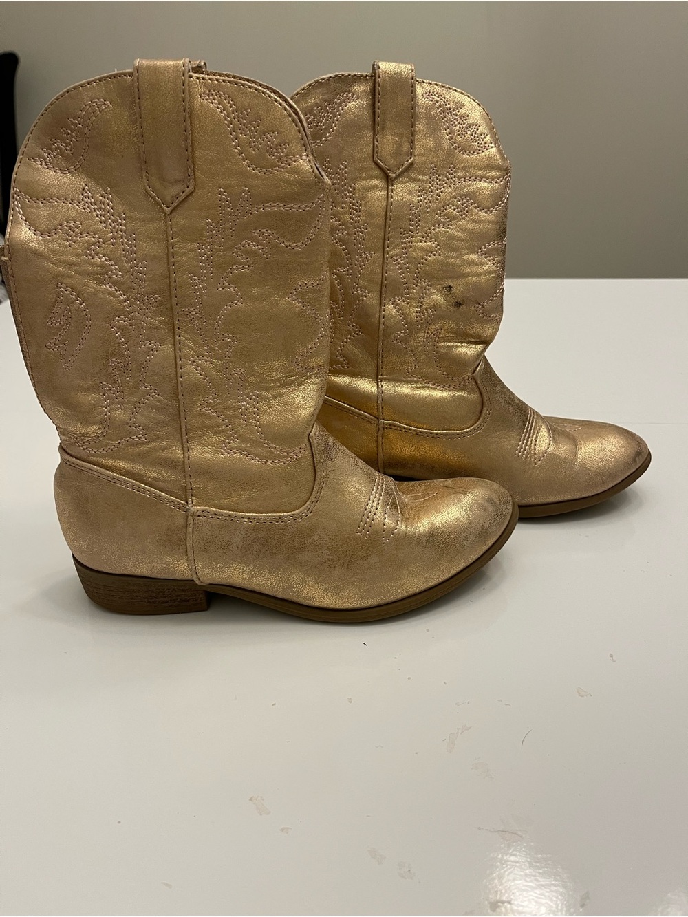 Kids Metallic Gold Cowboy Boots - Girls Western Boot Size 2